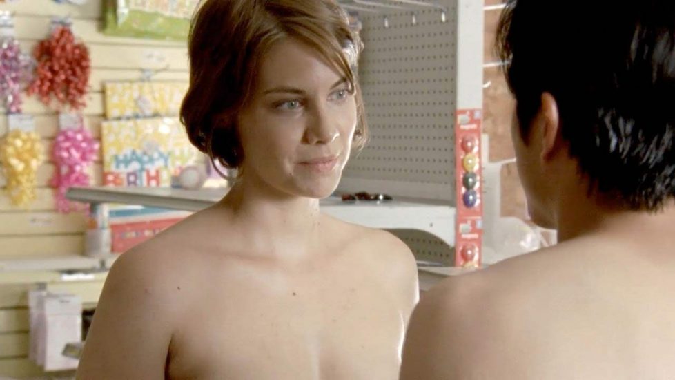 Lauren Cohan topless showing tits to asian guy