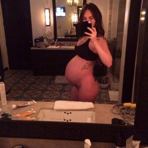 Megan Fox fully nude selfie with prego belly