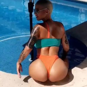 amber rose thong on the pool